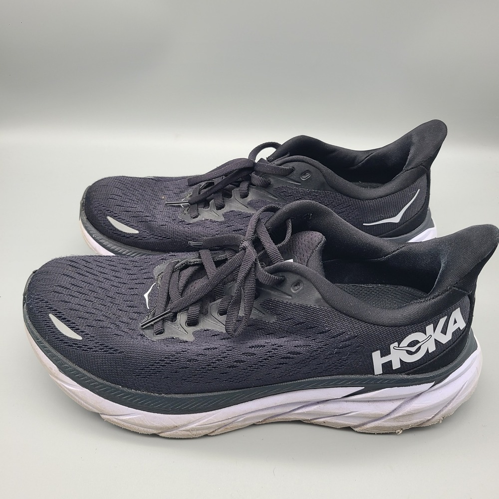 Hoka Clifton 8 Womens 7 Black White Running Shoes Sneakers 1119394 BWHT